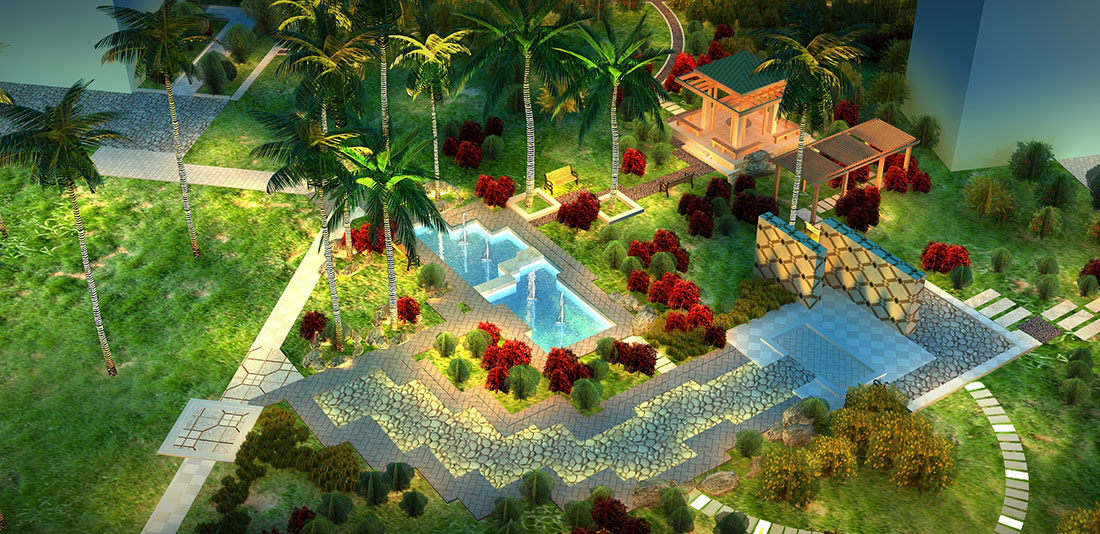 效果圖展示 中國南方電網(wǎng)云南羅平魯布革水力發(fā)電站辦公區(qū)亮化工程設(shè)計(jì)