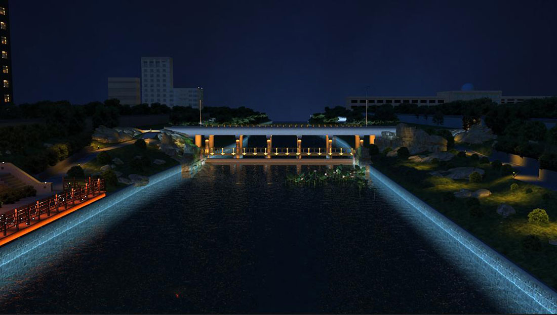 效果圖展示 山東省棗莊市市中區(qū)西沙河沿河景觀生態(tài)長廊夜景燈光工程設(shè)計